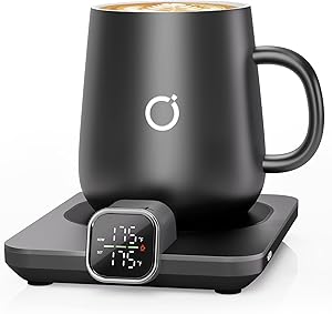 Ikago Intelligent Heated Coffee Warmer Set, 1°F Precise Temperature Control, Electric Coffee Warmer with Automatic Shut-Off, Gifts for Women, Men, Dads, Mothers, Black