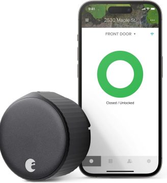 August Home, Matte Black Wi-Fi Connected Smart Keyless Entry Door Lock (4th Generation), Electronic Door Lock Fits Your Existing Deadbolt in Minutes, ‎AUG-SL05-M01-G01
