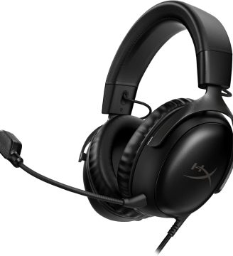 HyperX Cloud III – Wired Gaming Headset, PC, PS5, Xbox Series X|S, Angled 53mm Drivers, DTS Spatial Audio, Memory Foam, Durable Frame, Ultra-Clear 10mm Mic, USB-C, USB-A, 3.5mm – Black