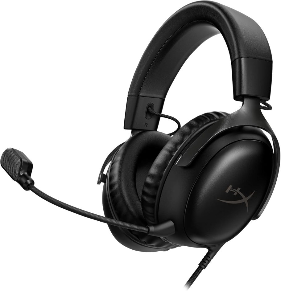 HyperX Cloud III – Wired Gaming Headset, PC, PS5, Xbox Series X|S, Angled 53mm Drivers, DTS Spatial Audio, Memory Foam, Durable Frame, Ultra-Clear 10mm Mic, USB-C, USB-A, 3.5mm – Black