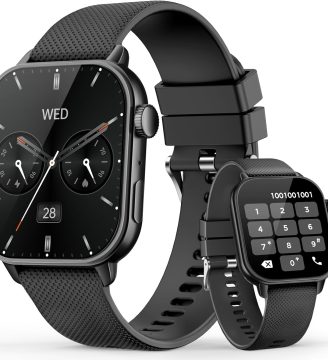 Smart Watch for Men Women(answer/make calls), 1.85'' AMOLED HD Always On Display, Smartwatch with Calories/Heart Rate/Sleep Monitor, 100+ Sports Modes Fitness Tracker, IP68 Waterproof Pedometer, Black