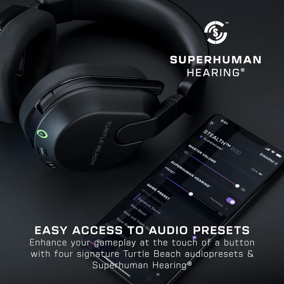 Turtle Beach Stealth 600 Wireless Multiplatform Amplified Gaming Headset for Xbox Series X|S, Xbox One, PC, PS5, PS4, & Mobile – Bluetooth, 80-Hr Battery, Noise-Cancelling Mic – Black - Image 9