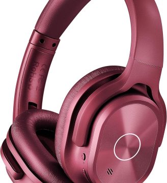 ZIHNIC Active Noise Cancelling Headphones, 40H Playtime Wireless Bluetooth Headset with Deep Bass Hi-Fi Stereo Sound,Comfortable Earpads for Travel/Home/Office (Red)